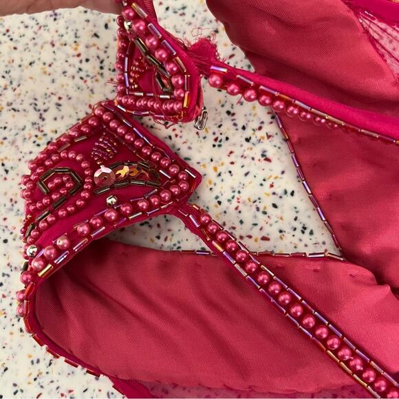 Vintage Alyce Designs Beaded Silk Gown Fuchsia Pink Special Occasion Women’s 10 - Picture 10 of 10